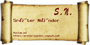 Sréter Nándor névjegykártya